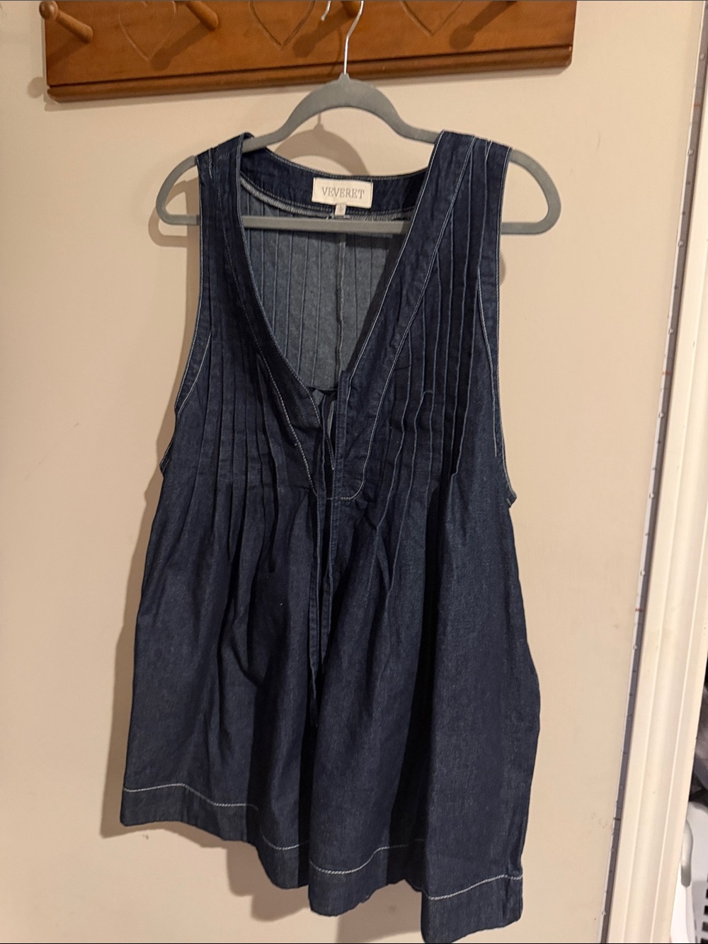 Veveret Dark Indigo Sleeveless Pleated Denim romper ❤️❤️